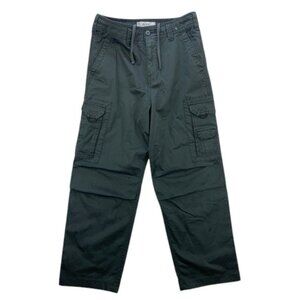 Hollister Cargo Pants Mens Green Baggy Fit Drawstring Waist Utility Style Size S